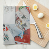 Vintage kerstmis en nieuwjaarskaarten theedoek (Quarter Fold)