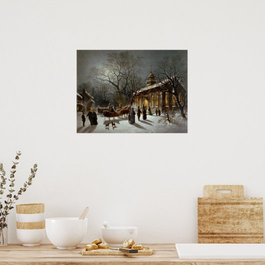 Vintage kerstmis Eve Archiprint Poster (Keuken)