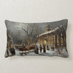 Vintage kerstmis Eve scène Kussen