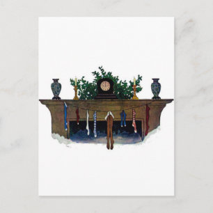 Vintage kerstmis Eve Stockings Feestdagenkaart