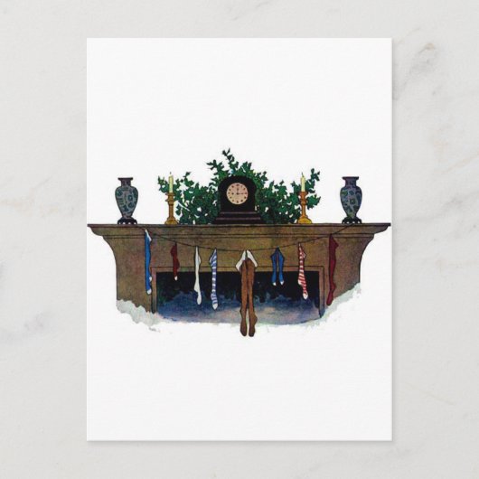 Vintage kerstmis Eve Stockings Feestdagenkaart (Voorkant)