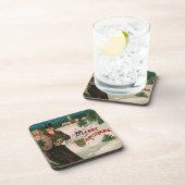 Vintage kerstmis Eve Walk set van kurk Onderzetter (Rechterzijde)