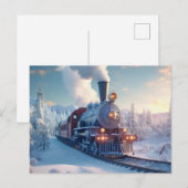 Vintage Kerstmis Express in Sneeuw Vakantie Kunst Briefkaart (Voorkant / Achterkant)