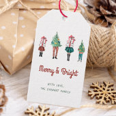 Vintage Kerstmis Familie Waterverf Script Cadeaulabel