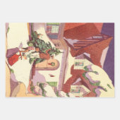 Vintage Kerstmis, Familiehuis in de sneeuw Inpakpapier Vel (Voorkant)