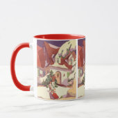 Vintage Kerstmis, Familiehuis in de sneeuw Mok (Links)