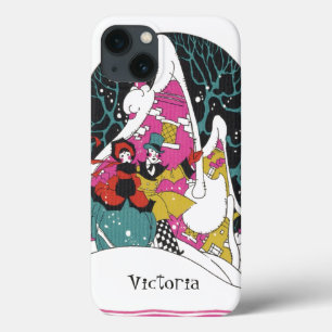 Vintage Kerstmis, Fancy Victoriaans Town People Case-Mate iPhone Case