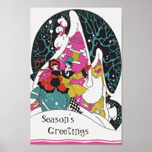 Vintage Kerstmis, Fancy Victoriaans Town People Poster (Voorkant)