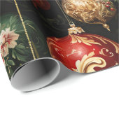 Vintage Kerstmis fantasie Bloemen Patroon Cadeaupapier (Rol Hoek)