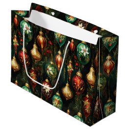 Vintage Kerstmis fantasie Bloemige Sieraden Patroo Groot Cadeauzakje