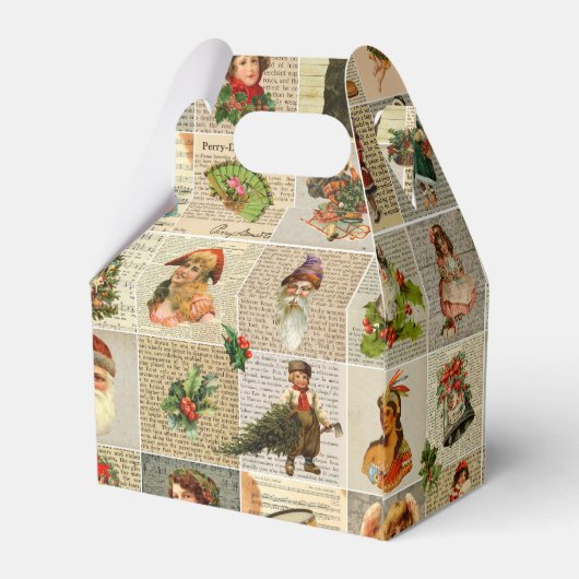 Vintage Kerstmis Favor Box Bedankdoosjes (Achterkant)
