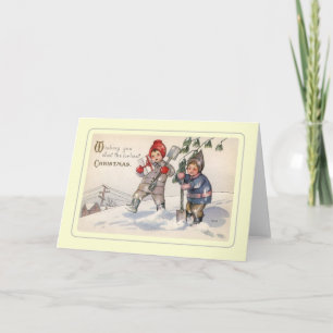 Vintage Kerstmis Feestdagen Kaart