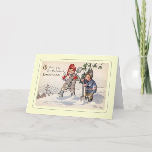 Vintage Kerstmis Feestdagen Kaart (Voorkant)