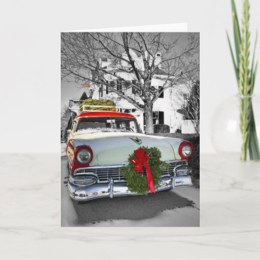 Vintage Kerstmis Feestdagen Kaart (Voorkant)