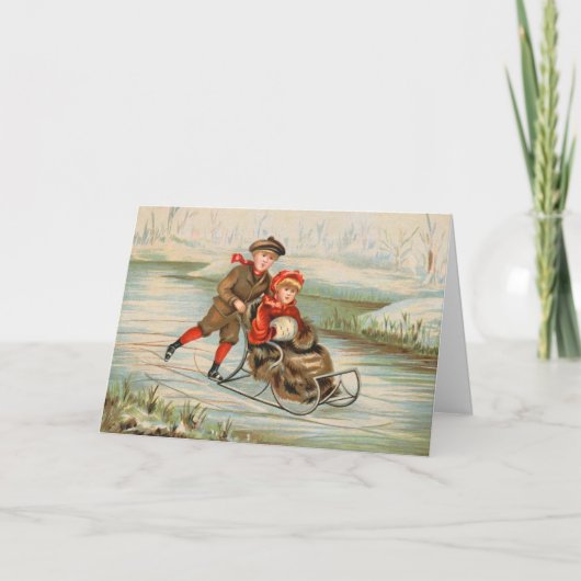 Vintage Kerstmis Feestdagen Kaart (Voorkant)