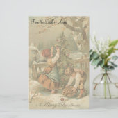 Vintage Kerstmis Feestdagen Nostalgia Old Fashione Briefpapier (Staand voorkant)