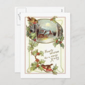 Vintage Kerstmis Feestdagenkaart (Voorkant / Achterkant)