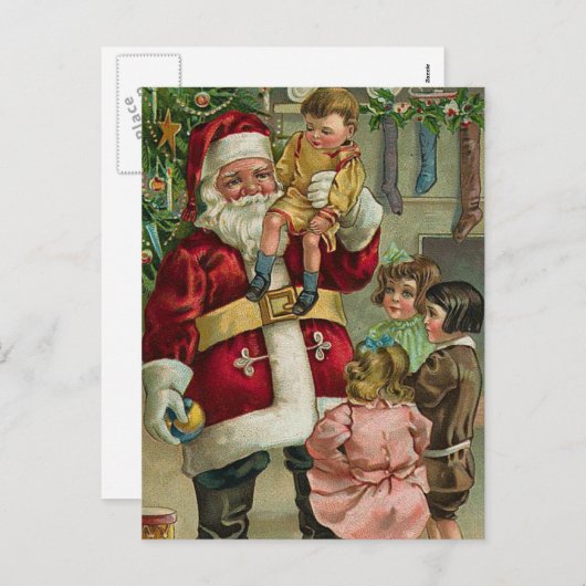 Vintage Kerstmis Feestdagenkaart (Voorkant / Achterkant)