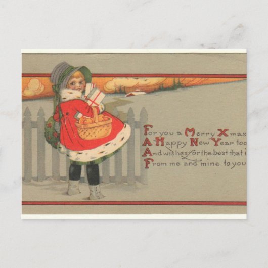 Vintage Kerstmis Feestdagenkaart (Voorkant)