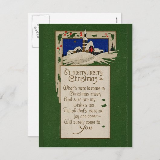 Vintage Kerstmis Feestdagenkaart (Voorkant / Achterkant)