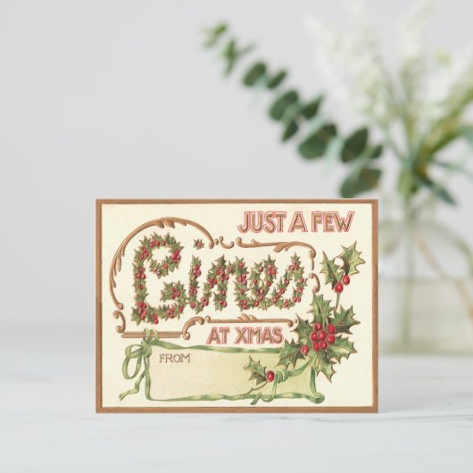 Vintage Kerstmis Feestdagenkaart (Staand voorkant)