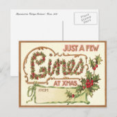 Vintage Kerstmis Feestdagenkaart (Voorkant / Achterkant)