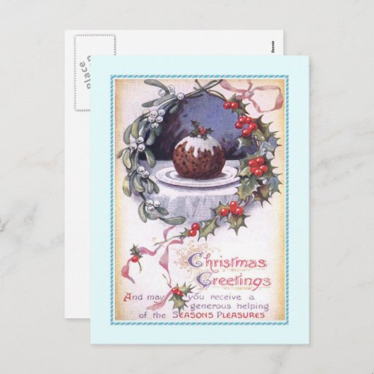 Vintage Kerstmis Feestdagenkaart (Voorkant / Achterkant)