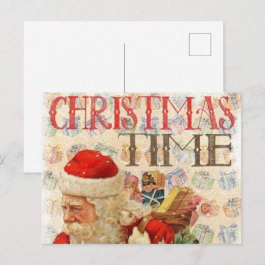 Vintage Kerstmis Feestdagenkaart (Voorkant / Achterkant)