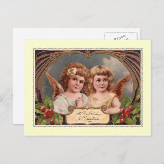 Vintage Kerstmis Feestdagenkaart (Voorkant / Achterkant)