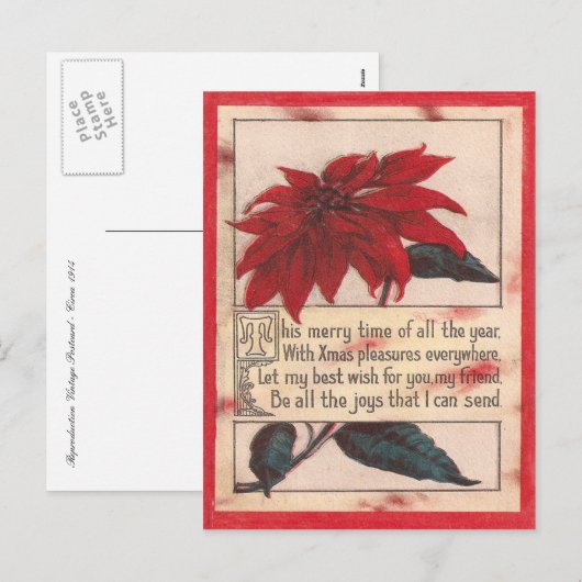 Vintage Kerstmis Feestdagenkaart (Voorkant / Achterkant)