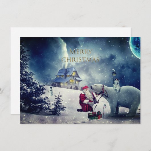 Vintage Kerstmis Feestdagenkaart (Voorkant / Achterkant)