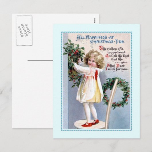 Vintage Kerstmis Feestdagenkaart (Voorkant / Achterkant)