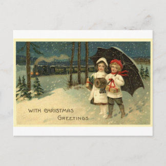 Vintage Kerstmis Feestdagenkaart