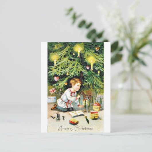 Vintage Kerstmis Feestdagenkaart (Staand voorkant)