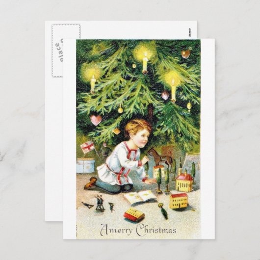 Vintage Kerstmis Feestdagenkaart (Voorkant / Achterkant)