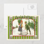 Vintage Kerstmis Feestdagenkaart (Voorkant / Achterkant)