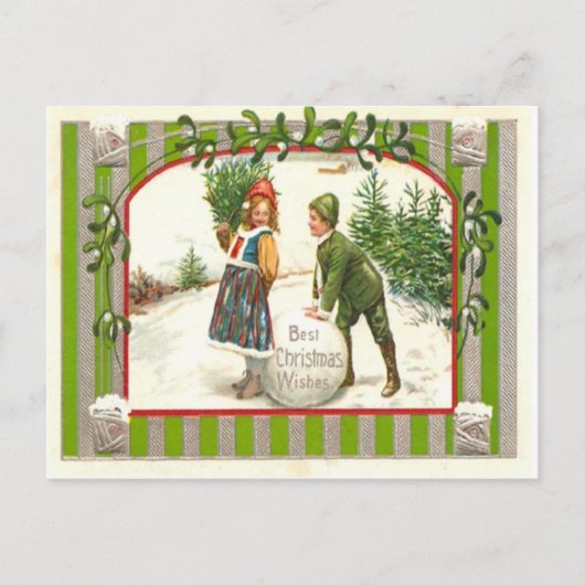 Vintage Kerstmis Feestdagenkaart (Voorkant)