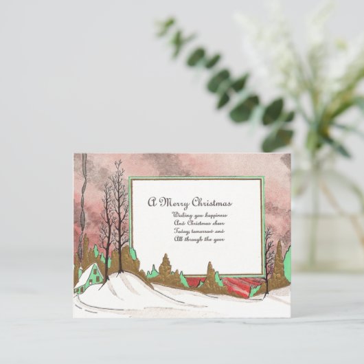 Vintage Kerstmis Feestdagenkaart (Staand voorkant)