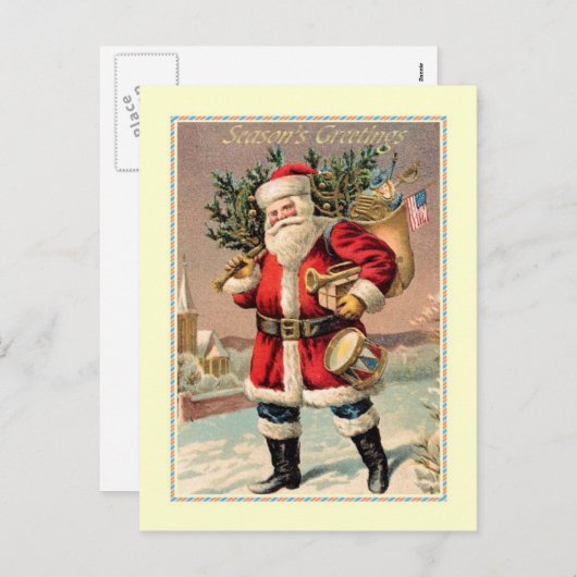 Vintage Kerstmis Feestdagenkaart (Voorkant / Achterkant)