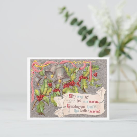 Vintage Kerstmis Feestdagenkaart (Staand voorkant)