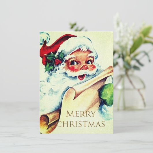 Vintage Kerstmis Feestdagenkaart (Staand voorkant)