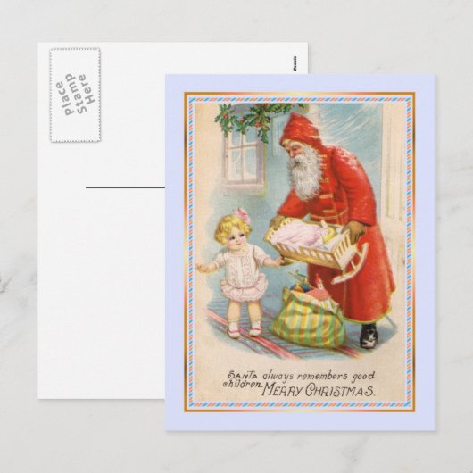 Vintage Kerstmis Feestdagenkaart (Voorkant / Achterkant)