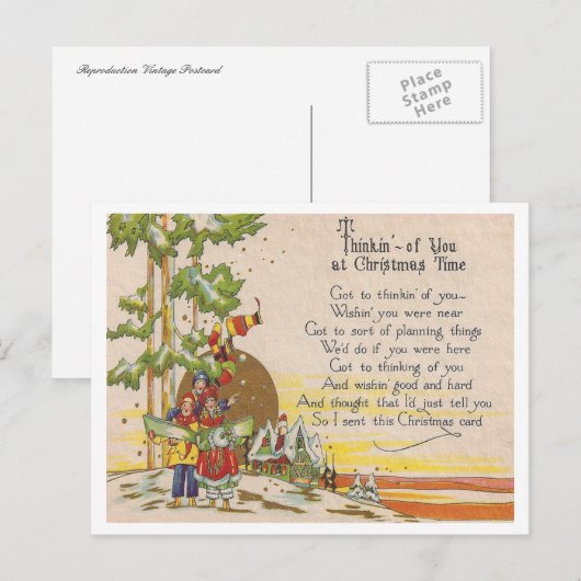 Vintage Kerstmis Feestdagenkaart (Voorkant / Achterkant)