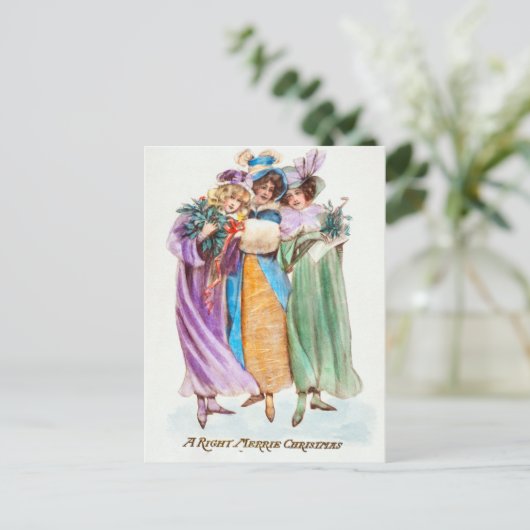 Vintage kerstmis feestdagenkaart (Staand voorkant)