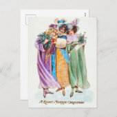 Vintage kerstmis feestdagenkaart (Voorkant / Achterkant)