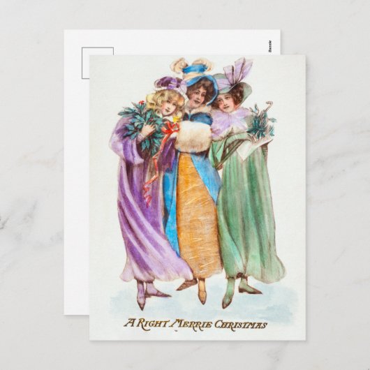 Vintage kerstmis feestdagenkaart (Voorkant / Achterkant)