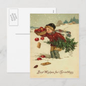 Vintage Kerstmis Feestdagenkaart (Voorkant / Achterkant)
