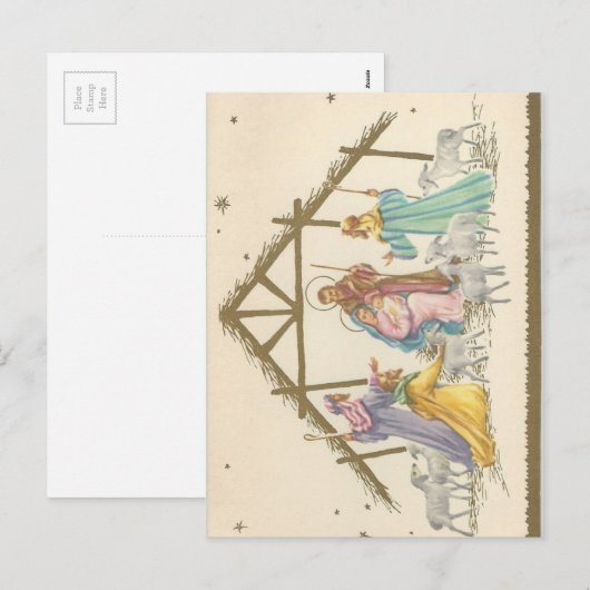 Vintage kerstmis feestdagenkaart (Voorkant / Achterkant)