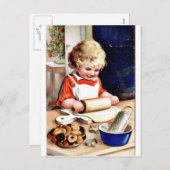 Vintage Kerstmis Feestdagenkaart (Voorkant / Achterkant)