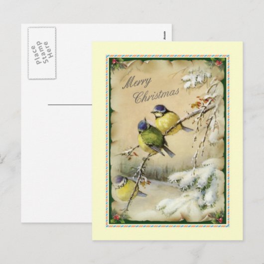 Vintage Kerstmis Feestdagenkaart (Voorkant / Achterkant)